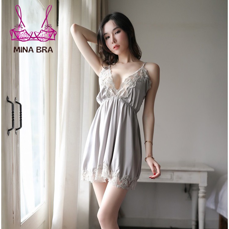 Váy Ngủ 2 Dây Phối Ren Quyến Rũ Thời Trang MINABRA Đầm Ngủ Lụa Satin, Có Chiết Eo Giúp Chị Em Trông Thon Gọn Hơn VN02 | BigBuy360 - bigbuy360.vn