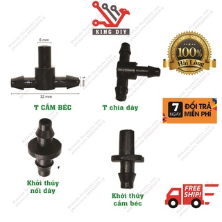 Tê nối 6mm nối béc phun sương mưa các loại nối dây mềm 5x7mm hoặc dây phun sương phi 8