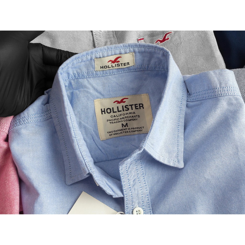 Áo sơ mi nam Hollister ngắn tay cao cấp vải Oxford màu xanh nhạt - Phong Cách Doanh Nhân sẽ
