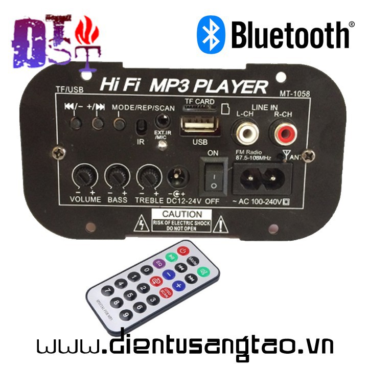 Mạch khuếch đại âm thanh Hifi Mp3 Player Bluetooth + Điều khiển từ xa