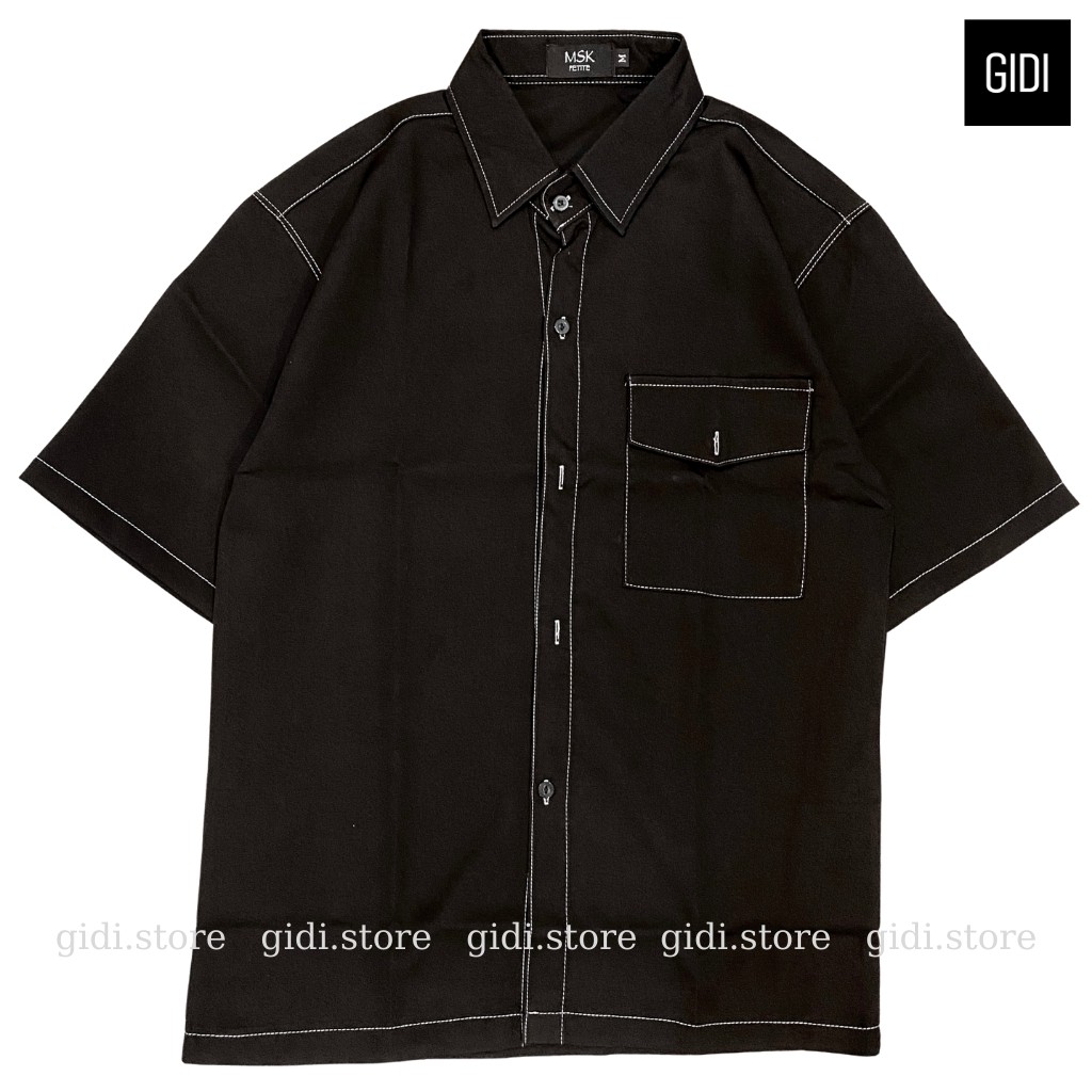 Áo Sơ mi Viền Chỉ  tay lỡ Nam Nữ Unisex form rộng - áo sơ mi OVERSIZE vải lụa