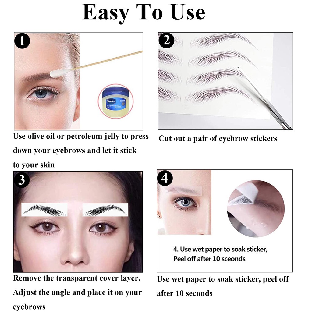 🌸EUTUS🌸 Cosmetics Authentic Water-based Eyebrow Tattoo Sticker 6D Hair-like Eyebrow Brow stickers Waterproof Lasting Makeup False Eyebrows