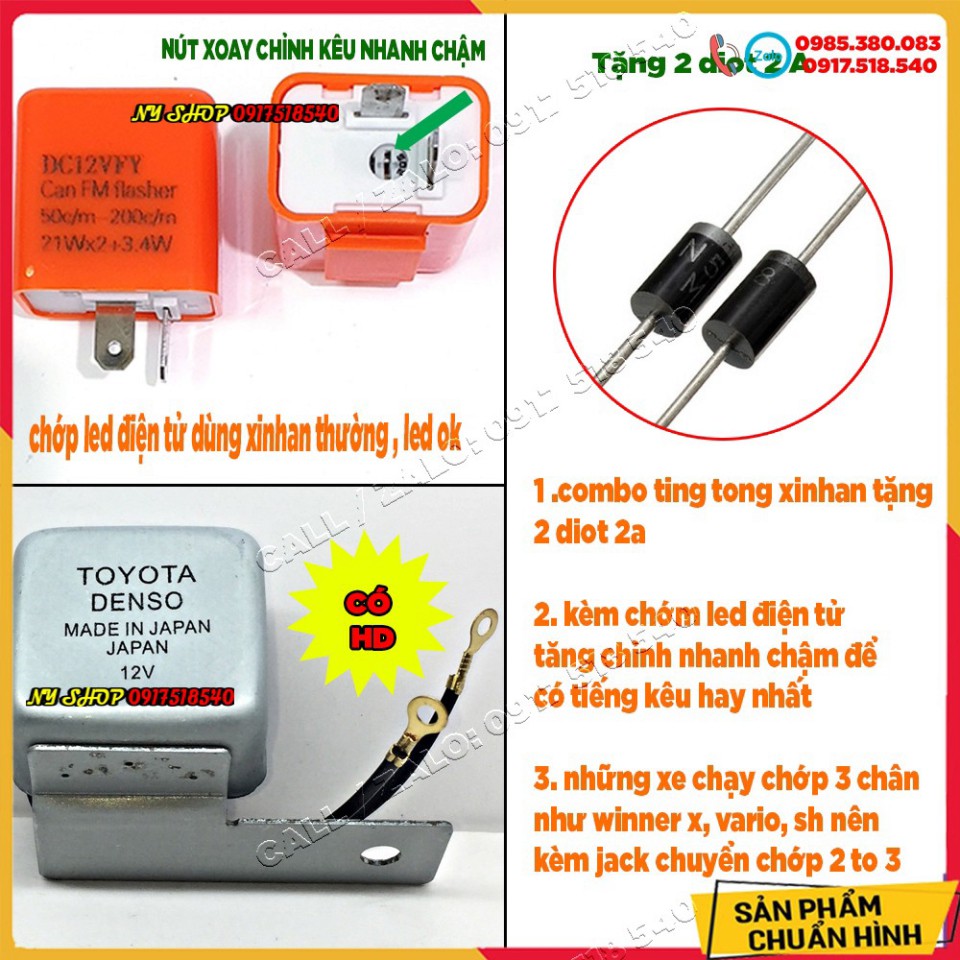 COMBO CỤC BÁO XINHAN TING TONG KÈM CHỚP LED TĂNG CHỈNH KÊU NHANH CHẬM  (