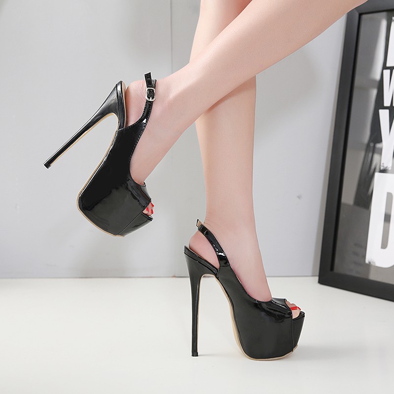A232 giầy cao gót hở mũi gót cao 16cm thời trang
