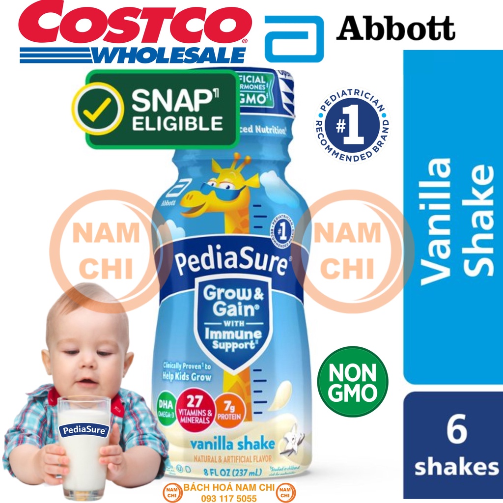 [LẺ 1 CHAI] [DHA VANI] PEDIASURE NƯỚC GROW&amp;GAIN SHAKE VANI 237ML DATE MỚI (HÀNG CHUẨN USA)