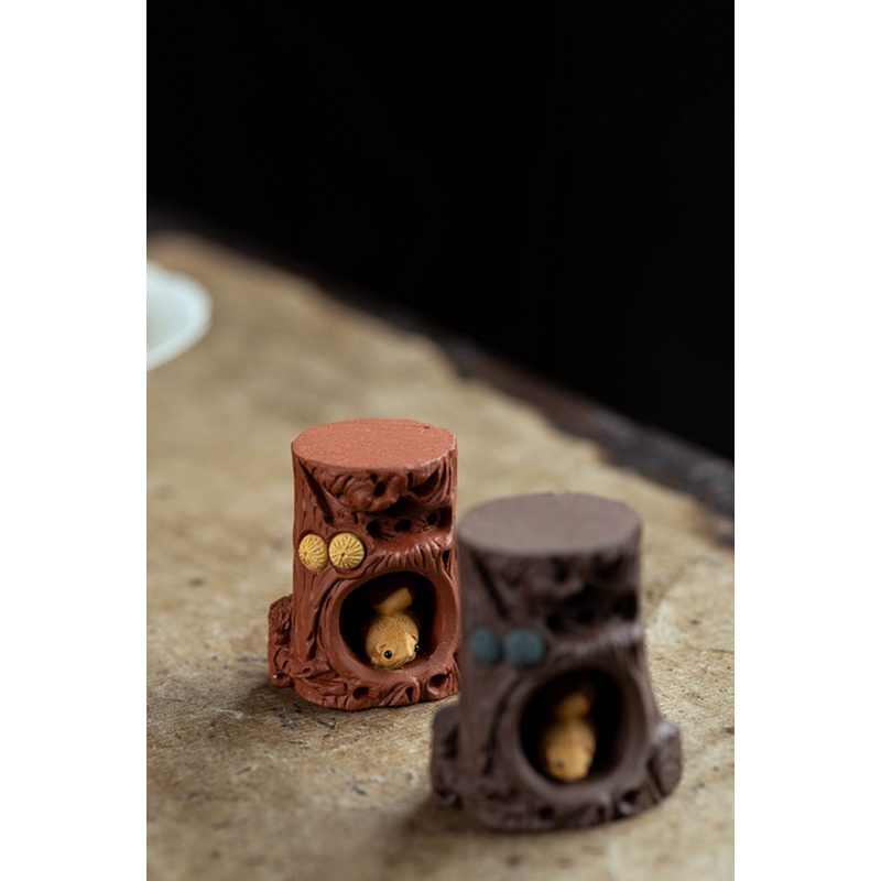 Gác nắp ấm trà, Ấm Tử Sa Hình chú Sóc Gốc Cây (Đồ chơi bàn trà)