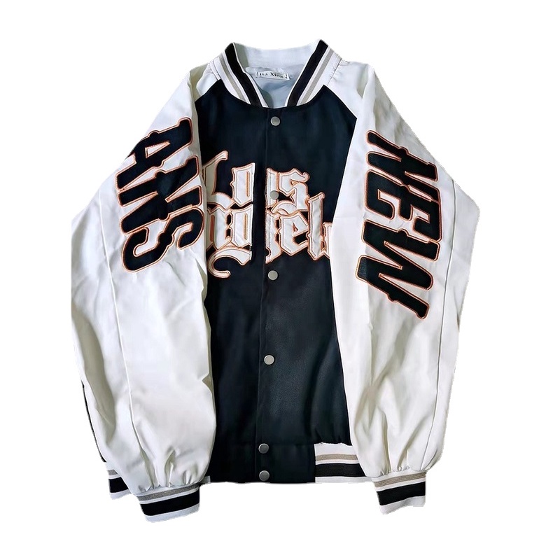 Áo Khoác Bomber Dáng Rộng Thêu Chữ Phong Cách Hip Hop Đường Phố Thời Trang Thu Đông Cho Nam
