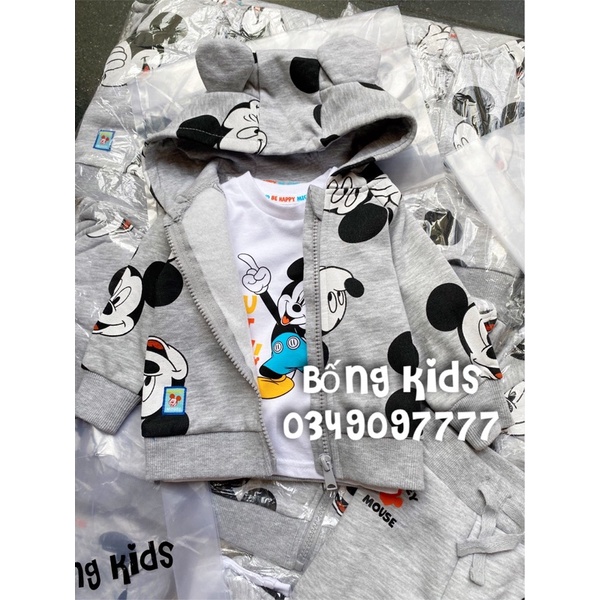 Bộ 3 Món Bé Trai Mickey Ghi PR