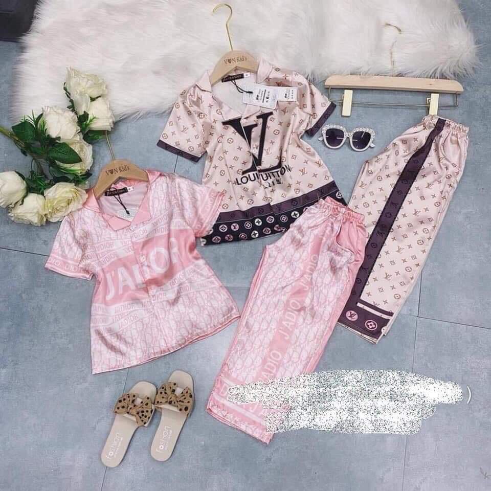 Pijama cho bé gái quần dài tay ngắn