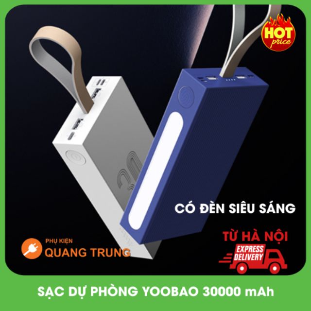 Sạc dự phòng yoobao 30000 mAh,tích hợp đèn trợ sáng