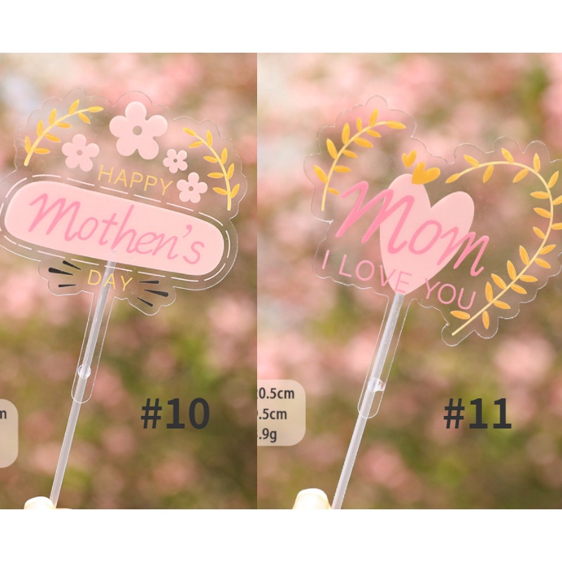 Thẻ Cắm Trang Trí Bánh Kem Bằng Pvc In Chữ I Love You Dành Cho Ngày Của Mẹ