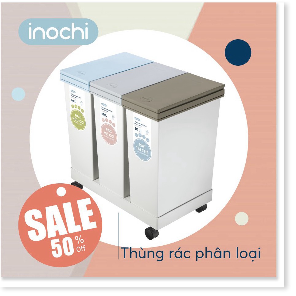 Thùng rác thông minh HIRO INOCHI 3 Ngăn bấm nút tự động mở nắp phân loại rác cho phòng khách, phòng ngủ,vệ sinh RAPL.003