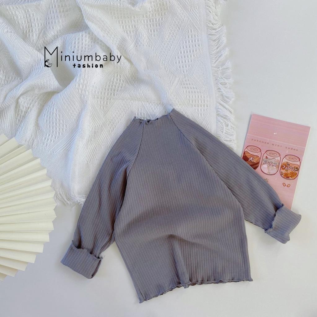 Áo len dài tay thu đông cổ bèo cho bé gái chất 100% cotton len tăm, quần áo trẻ em MiniumBaby-A1058