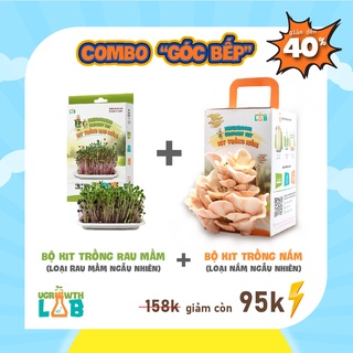 Combo góc bếp - 1 kit trồng nấm + 1 kit trồng rau mầm