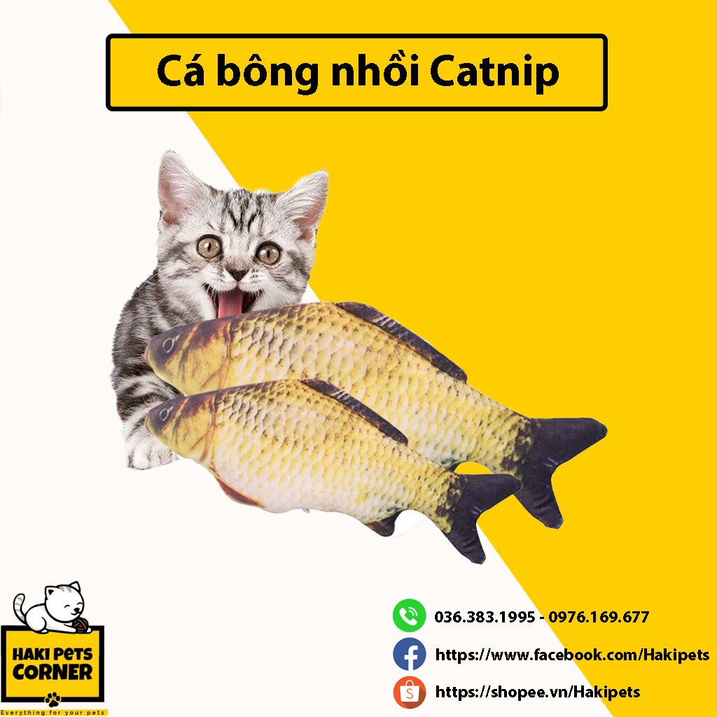 Đồ chơi cho mèo, Cá bông nhồi catnip cho mèo size 25cm