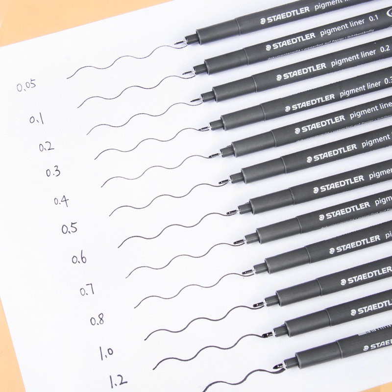 [Hàng Xịn] Bút Vẽ Kỹ Thuật Line / Brush STA PIGMENT LINER mực đen - Nhập Khẩu Chính Hãng (Nhiều kích cỡ ngòi)