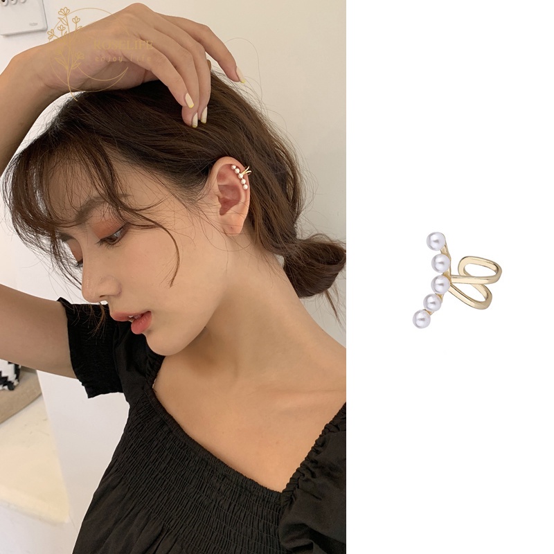 1 Khuyên Kẹp Vành Tai Đính Hạt Ngọc Trai Không Xỏ Dành Cho Nữ