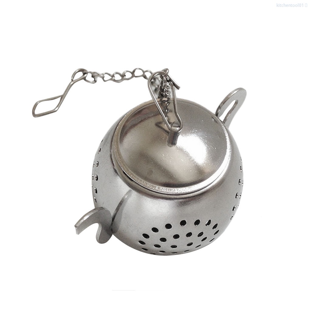Dụng Cụ Lọc Trà Hình Ấm Trà Bằng Thép Không Gỉ Hình Ấm Trà Độc Đáo Kèm Khay Dây Xích Tiện Dụng Cho Nhà Bếptool01