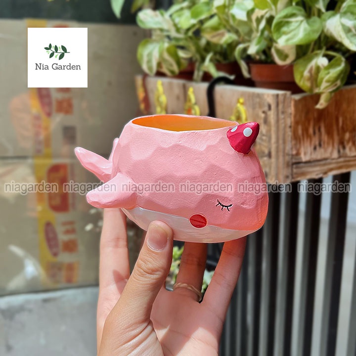 Chậu thú mini trồng sen đá xương rồng cây để bàn Nia Garden N4