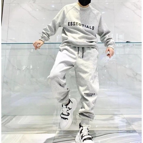 Bộ nỉ ESSE dày dặn ấm áp nhiều màu đồ bộ mặc nhà phong cách thể thao unisex D0