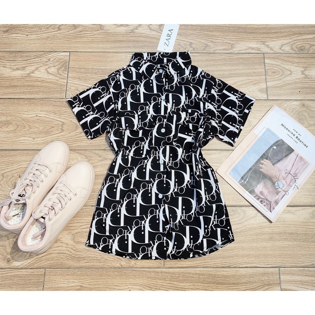 Áo Sơ Mi Ngắn Tay Phối Chữ