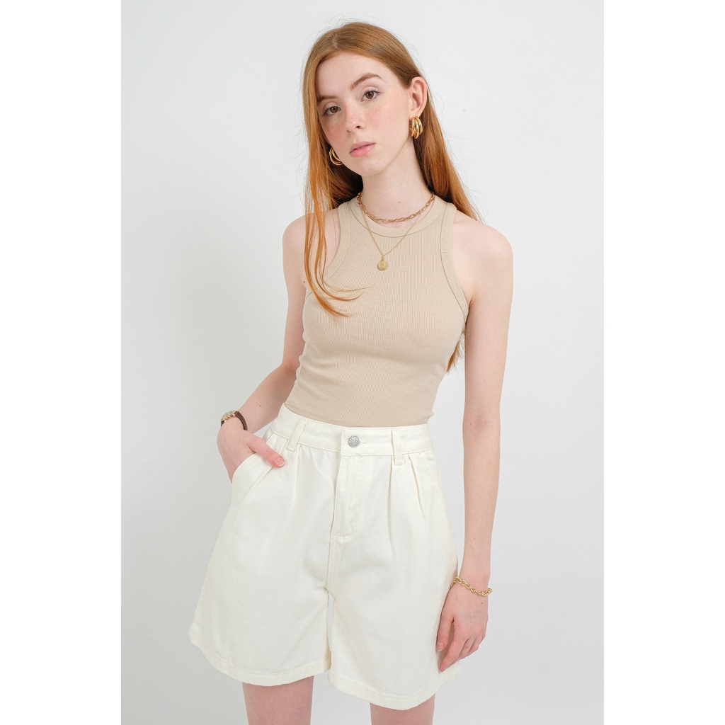 Quần Short Jeans Lửng Trắng Kem | HQ3009 | Lana Official