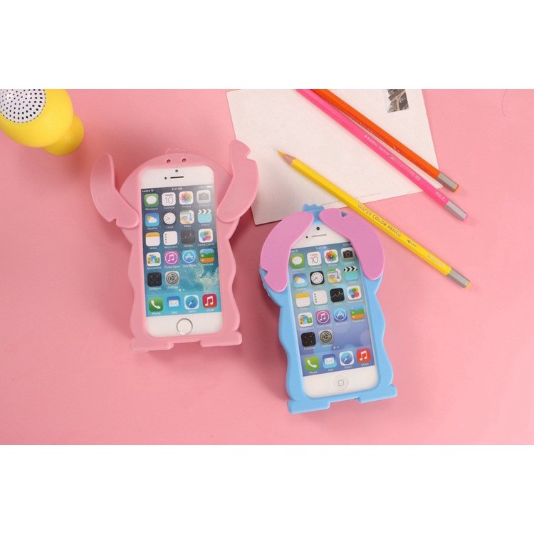 Ốp điện thoại silicone hình hoạt hình Stitch 3D cho IPhone 4 5 6 Plus 4s 7 8 Plus X Touch 5 6