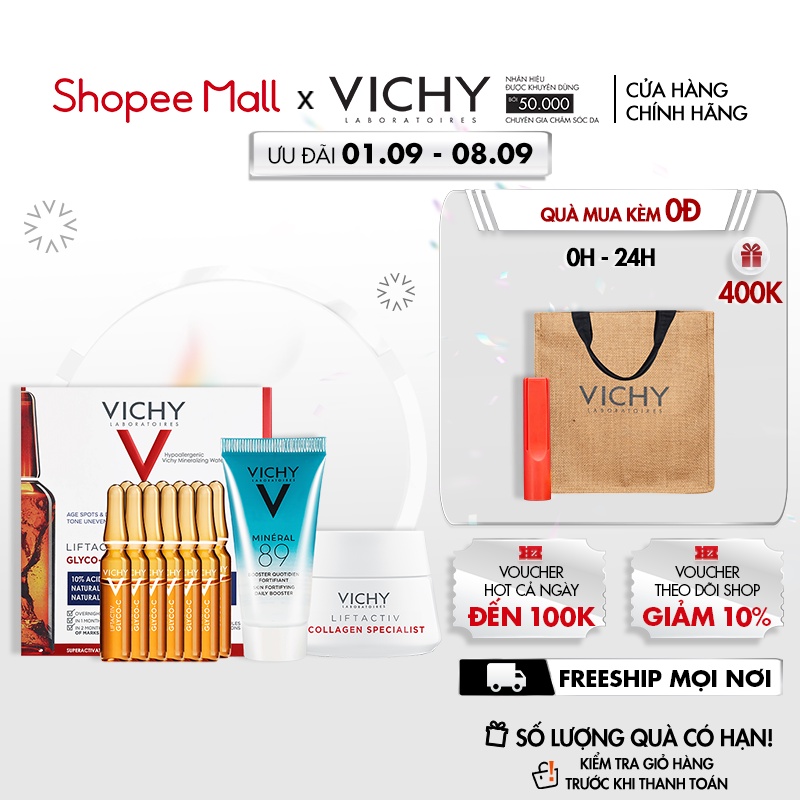 Bộ tinh chất giúp giảm thâm nám ,làm sáng da ban đêm Vichy Liftactiv Specialist Glyco-C