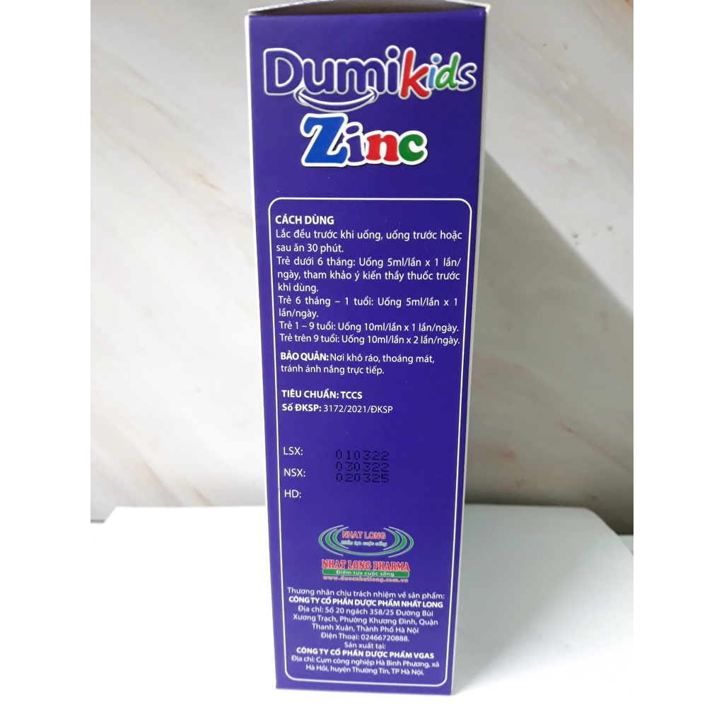 Bổ Sung Kẽm, Thymomodilin Dumikids ZinC - Vitamin C, B2, Tăng cường sức đề kháng, Bé Ăn Ngon - Hộp 20 ống