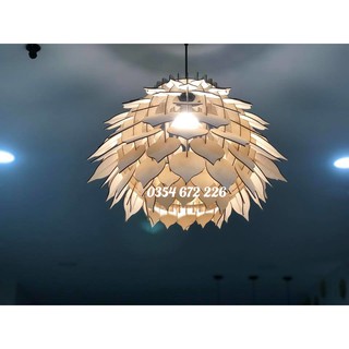 [Full bộ thả trần - kèm bóng 9w] Đèn gỗ trang trí hoa thược dược phong cách hiện đại chất liệu gỗ veneer
