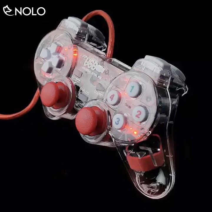 Tay Cầm Chơi Game Joypad Model M208 Cho Laptop Máy Tính Có Đèn Led Trong Suốt Có Rung Có Hỗ Trợ Win 10