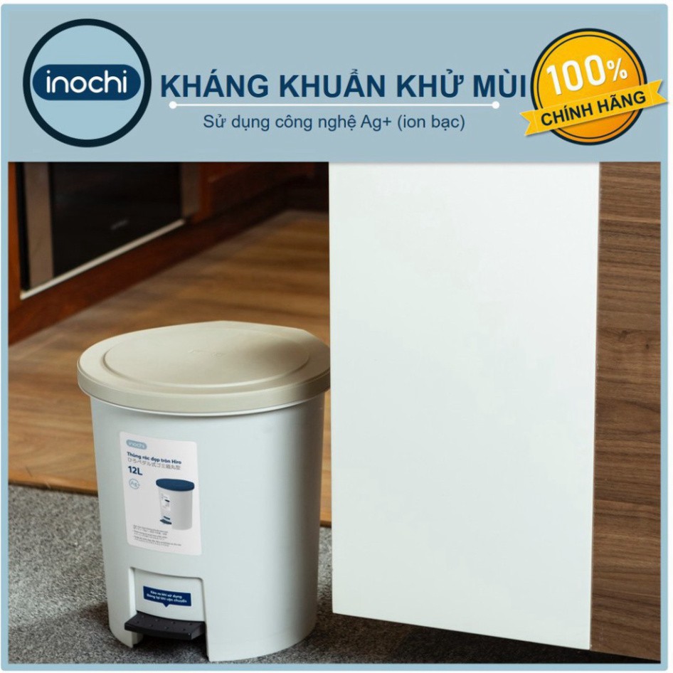 [2 size] Thùng Rác Nhựa Đạp Chân Inochi Có Nắp Đậy Tròn 6, 12 lít Lít Làm Sọt Rác Văn Phòng, Đựng Rác Gia Đình