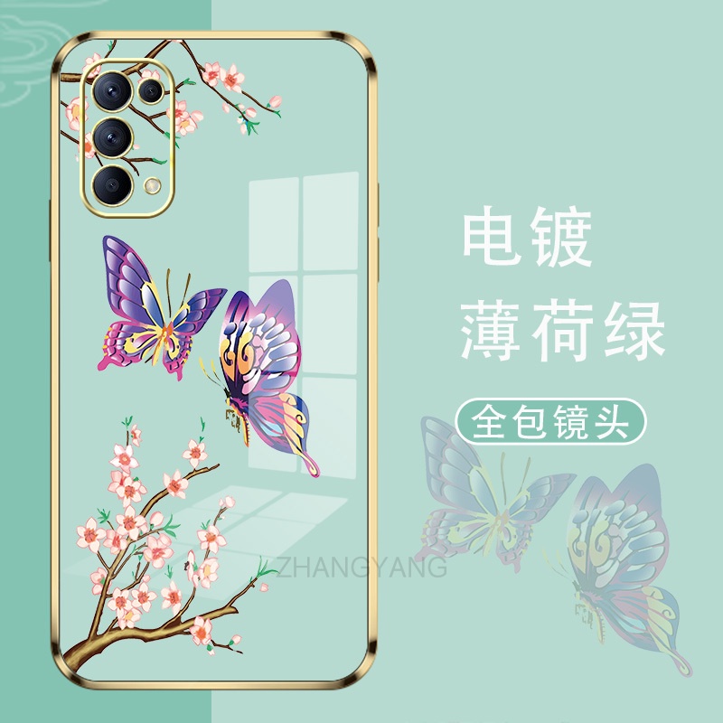 ốp lưng oppo reno 4 reno 5 Ốp Điện Thoại Silicon Họa Tiết Bươm Bướm Kèm Dây Đeo Cho oppo reno 4 reno 5