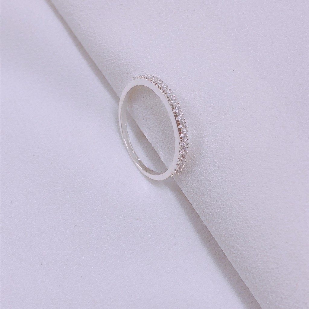 Nhẫn bạc nữ gắn đá 1 hàng đá nhỏ siêu xinh có size 16-17-18mm - Trang sức bạc Bibi silver cam kết bạc chuẩn