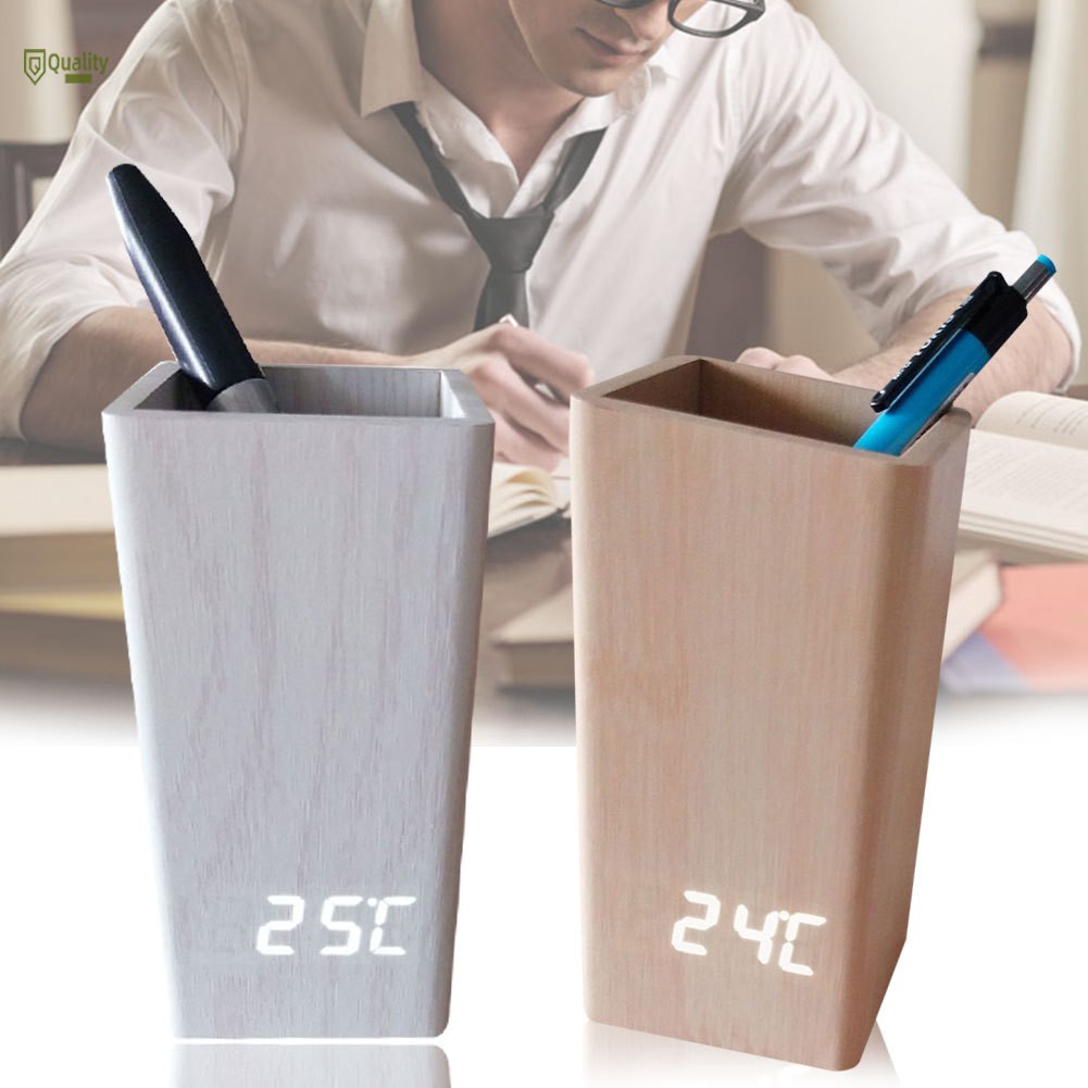 Đồng hồ để bàn đa năng bằng gỗ