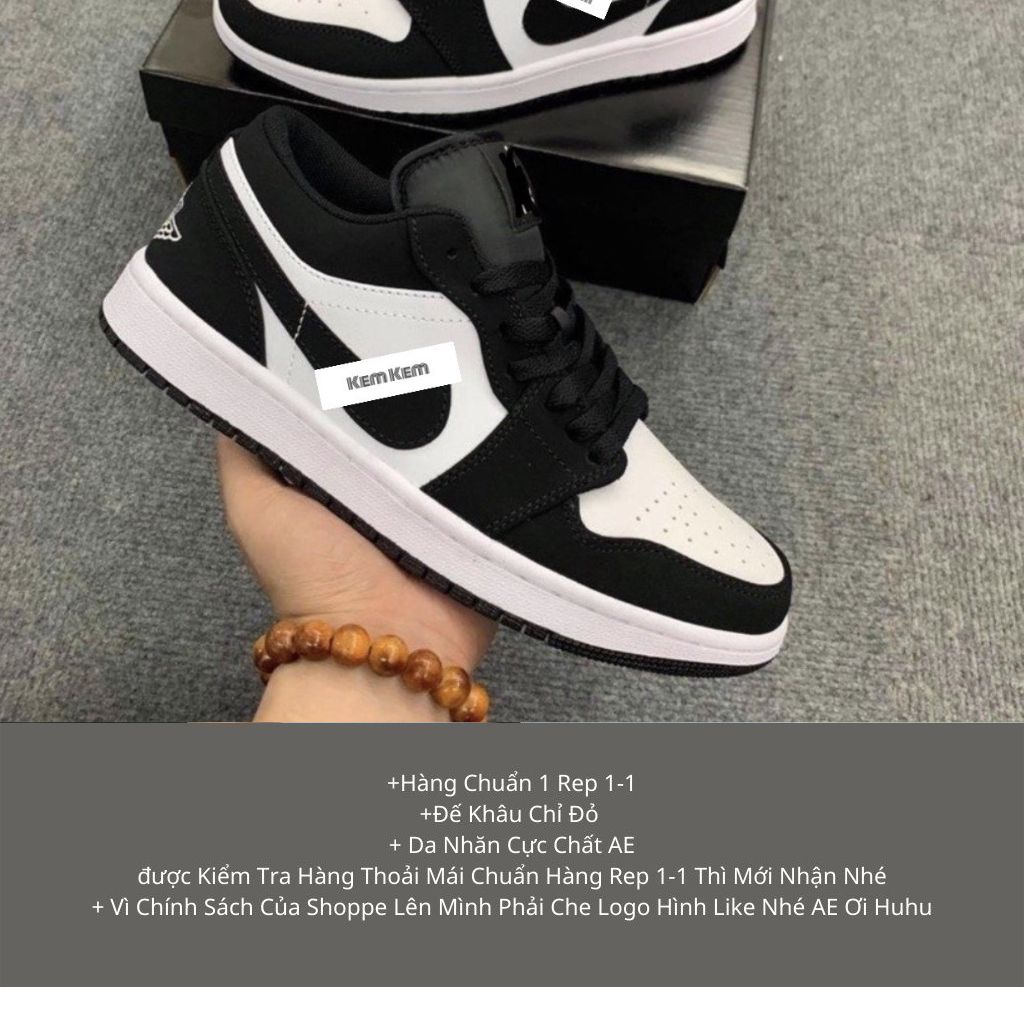 Giày 𝐉𝐨𝐫𝐝𝐚𝐧 1 low Panda màu đen trắng nam nữ, Giày sneaker JD 1 Panda cổ thấp bản đẹp 2022