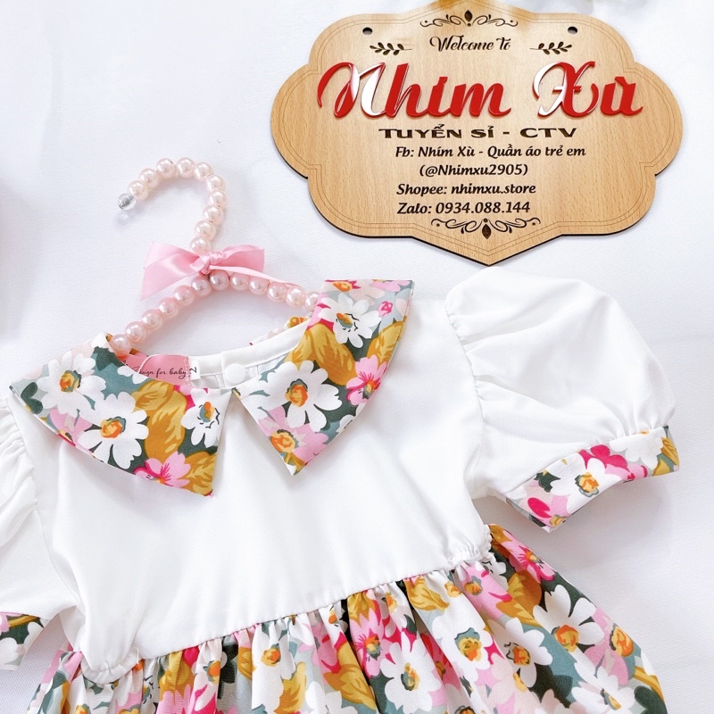Body Cổ Sơ Mi Hoa Lụa Mềm - Mát Cho Bé Gái 3 Đến 12kg [A066]