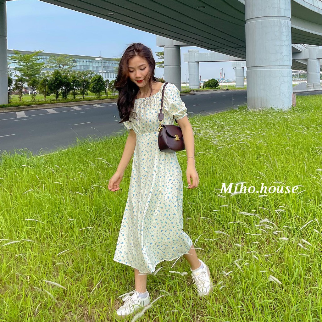 (FREESHIP)Đầm hoa nhí xanh 6497 hàng quảng châu cao cấp(FREESHI)