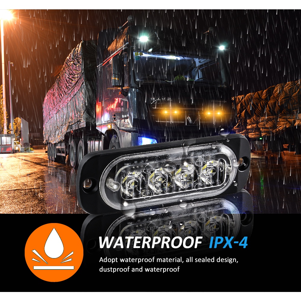 Đèn nhấp nháy 4LED 12V, Đèn nhấp nháy trên ô tô, Đèn khẩn cấp cho xe tải, Đèn bên cho ô tô