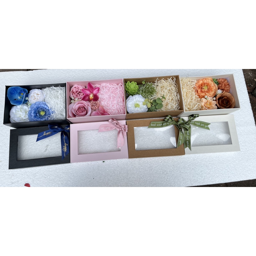 Hộp Mika Chữ Nhật, Hoa Lụa Kích Thước 20-13.5-10
