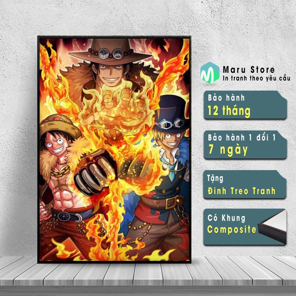 Áp Phích Treo Tường 3 Anh Em Luffy Sabo Ace Với Chất Liệu Vải Canvas