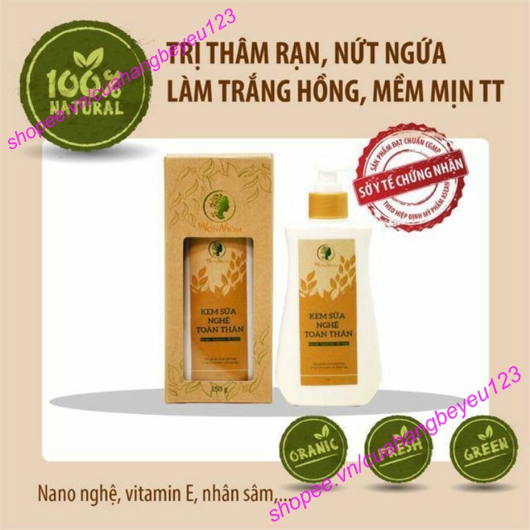 COMBO Nghệ dưỡng toàn thân cho bầu và sau sinh Wonmom (1 Kem sữa nghệ toàn thân + 1 Cốt nghệ hạ thổ)