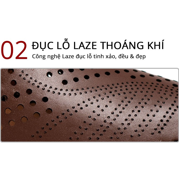 Giày Lười Nam Da Bò Thật 100% Cách Tân Thể Thao Đục lỗ thoáng khí (2H - 50)