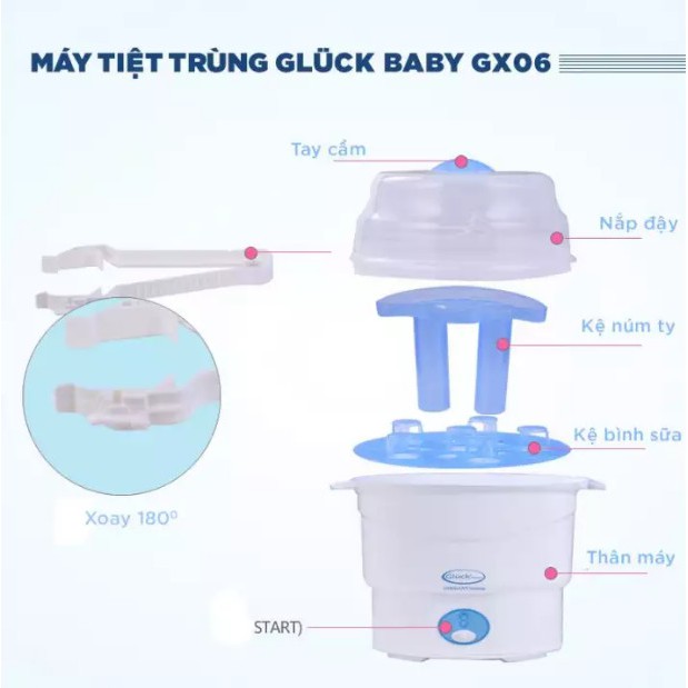 Máy Tiệt Trùng Bình Sữa Gluck Baby GX06 - Trắng