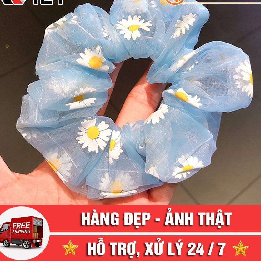 Dây Buộc Tóc ❤️FREESHIP❤️ Buộc Tóc Scunchies Vải Hoa Cúc Phong Cách Hàn Quốc