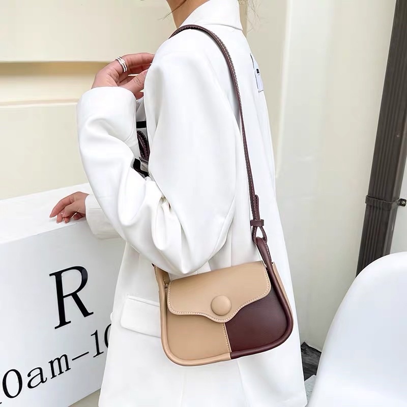 Túi đeo chéo nữ vá da mềm khoá cúc từ khoá rip Zuliashop8386