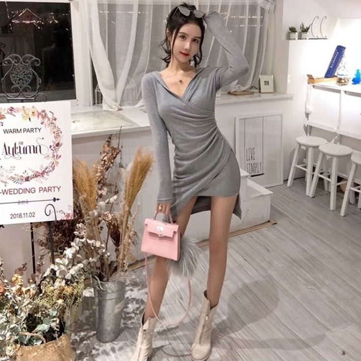 Đầm Ôm Dài Tay Có Nón Trùm Đầu Thời Trang Trẻ Trung Cho Nữ