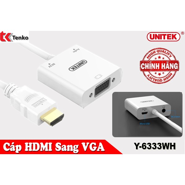 Cáp chuyển HDMI Sang VGA & Audio UNITEK Y-6333