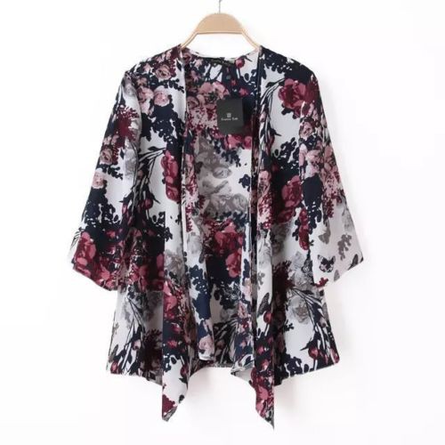 Áo Khoác Cardigan Nữ Vải Voan Dáng Rộng In Hoa Phong Cách Vintage Thời Trang 2018