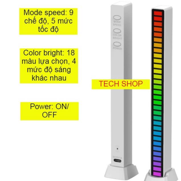 Thanh đèn led RGB cảm ứng âm thanh, nguồn pin hoặc nguồn usb, thanh led nháy theo nhạc